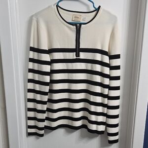 Elie Tahari Black and White Striped Blouse